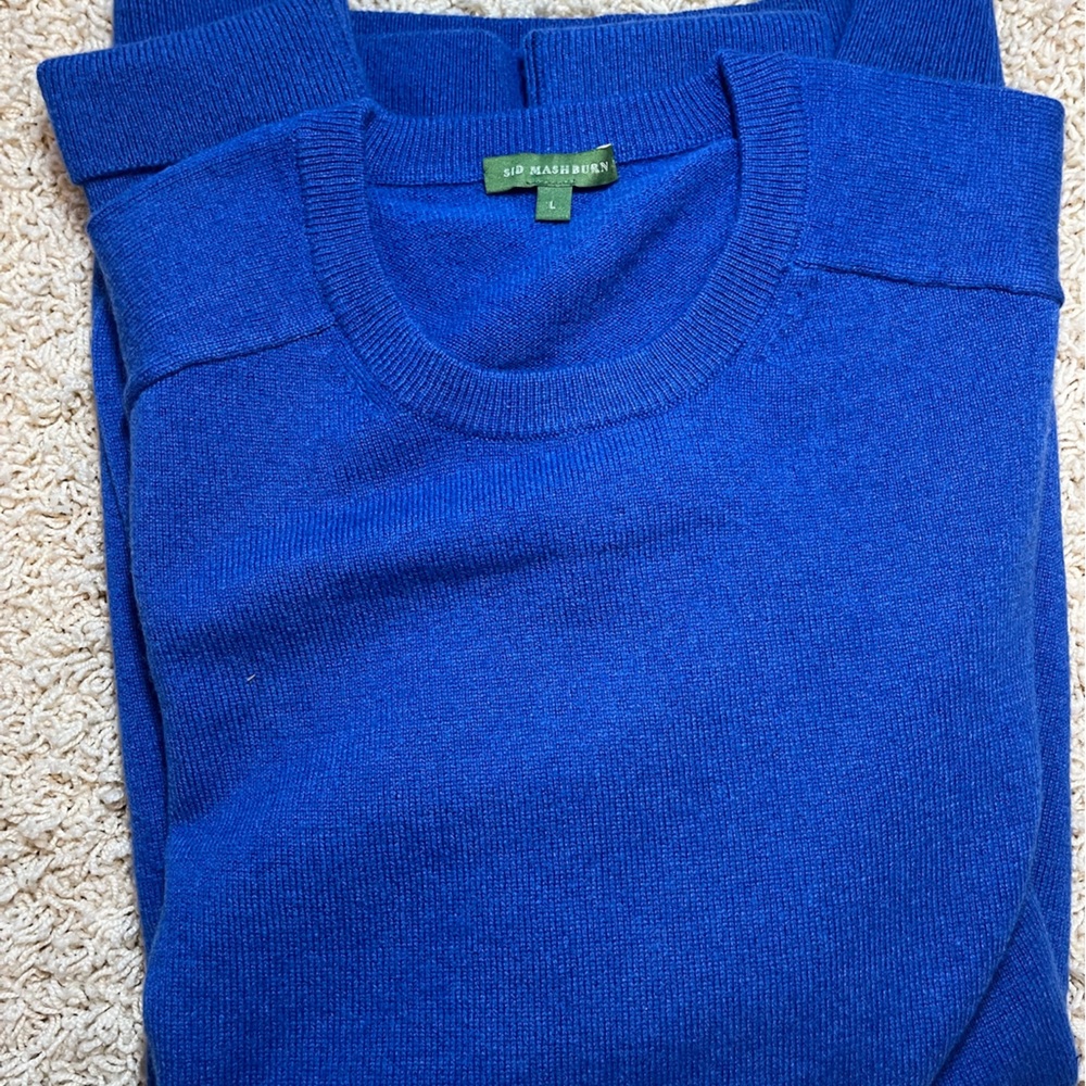Sid Mashburn Royal Blue 100% cashmere Crewneck Sweater